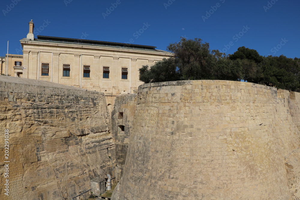 Old city wall of Valletta in Malta 