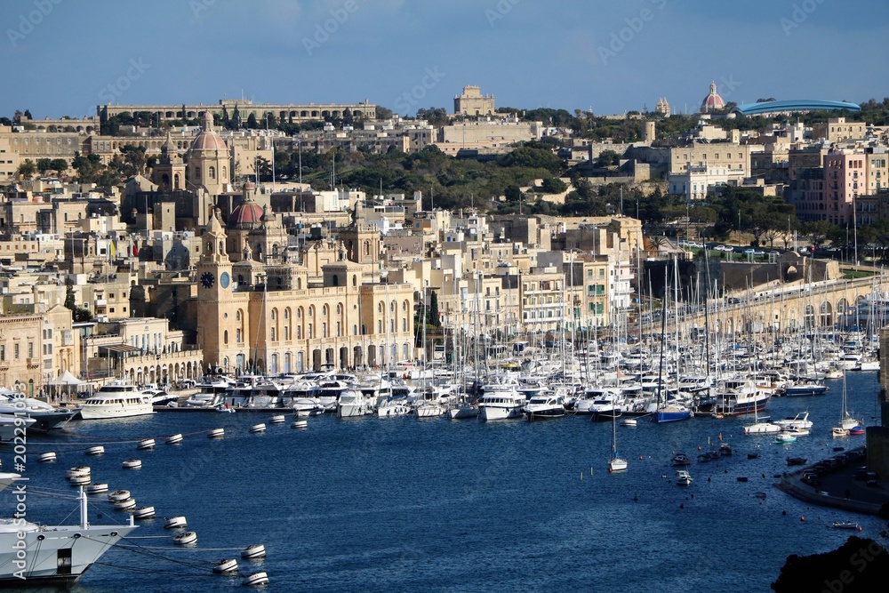 View from Valletta to Vittoriosa Il-Birgu in Malta 