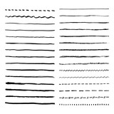 Pen brush and pencil vector strokes. Template for brush. Wave, straight, dotted, zigzag lines