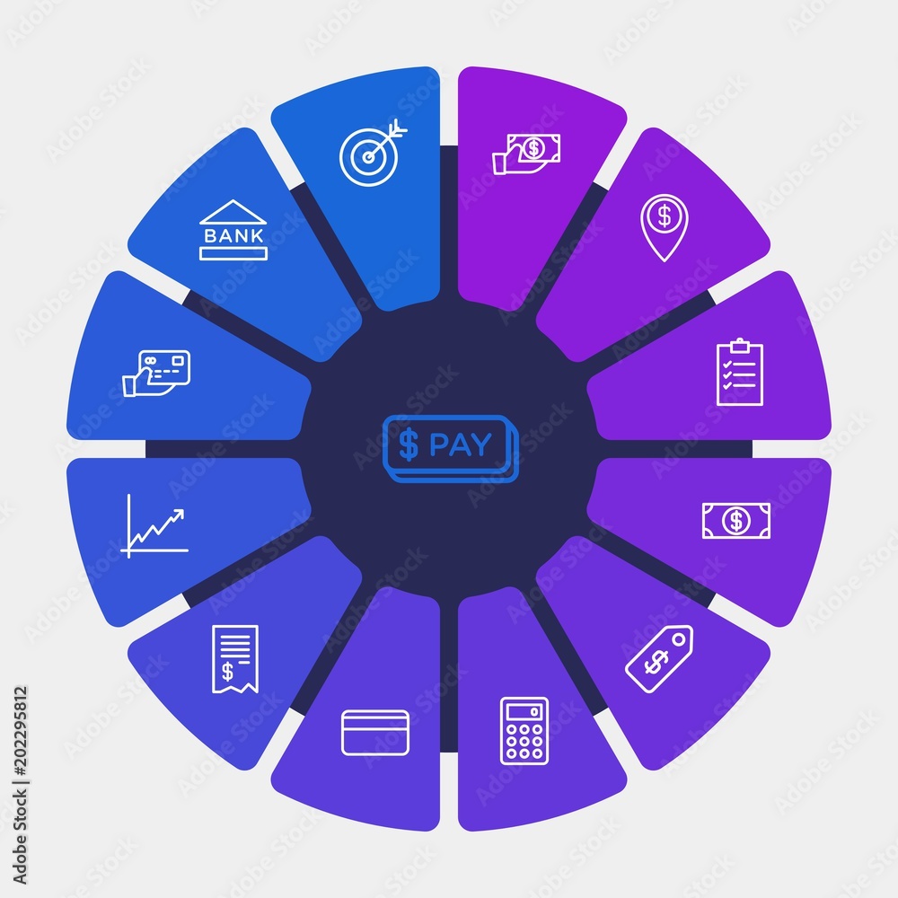 business, money, charts Infographic Circle outline Icons Set. Contains such Icons as internet, banking, online, location, technology, plastic, sale, pay and more. Fully Editable. Pixel Perfect business, money, charts Infographic Circle outline Icons Set. Contains such Icons as internet, banking, online, location, technology, plastic, sale, pay and more. Fully Editable. Pixel Perfect