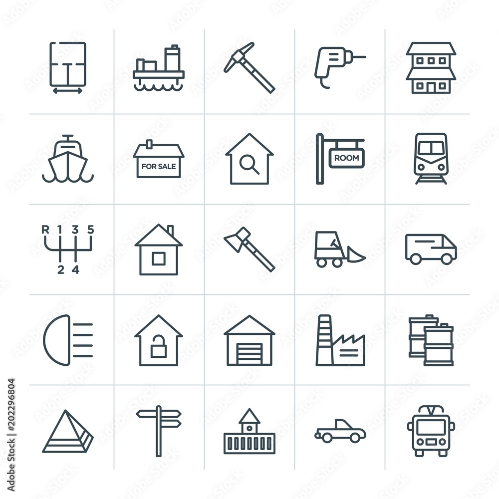 Modern Simple Set of transports, industry, buildings Vector outline Icons. Contains such Icons as way, work, tool, giza, industry, home and more on white background. Fully Editable. Pixel Perfect Modern Simple Set of transports, industry, buildings Vector outline Icons. Contains such Icons as way, work, tool, giza, industry, home and more on white background. Fully Editable. Pixel Perfect