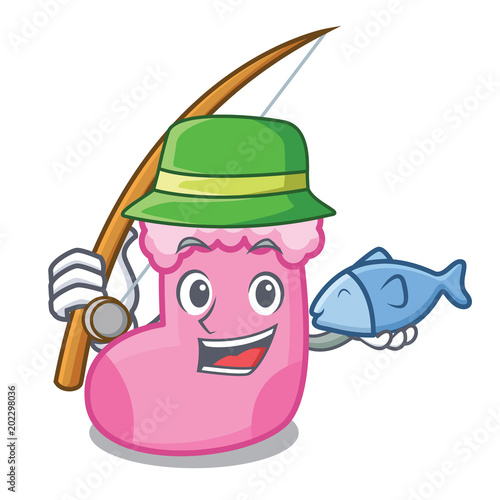 Fishing sock mascot cartoon style