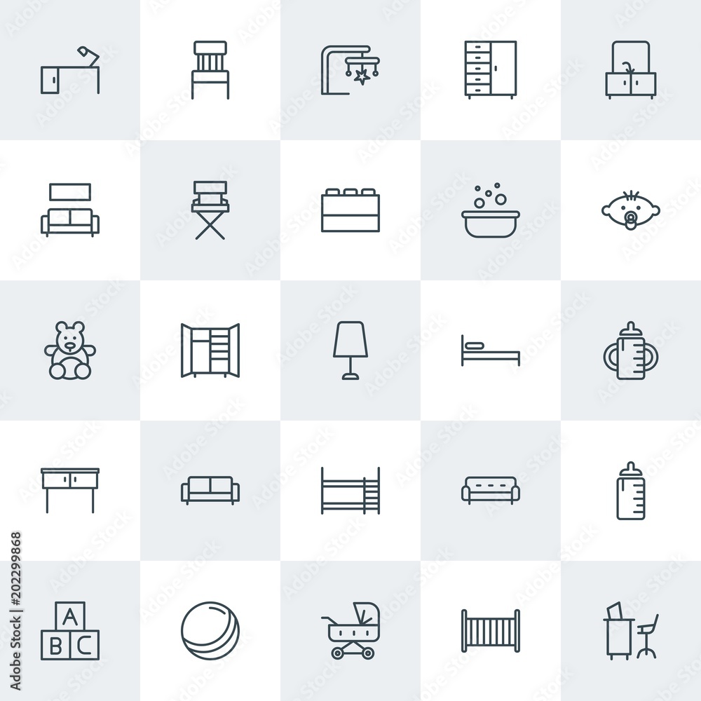 Modern Simple Set of furniture, kids and toys Vector outline Icons. Contains such Icons as drink, bed, room, trolley, closet, cute, kid and more on white background. Fully Editable. Pixel Perfect. Modern Simple Set of furniture, kids and toys Vector outline Icons. Contains such Icons as drink, bed, room, trolley, closet, cute, kid and more on white background. Fully Editable. Pixel Perfect.