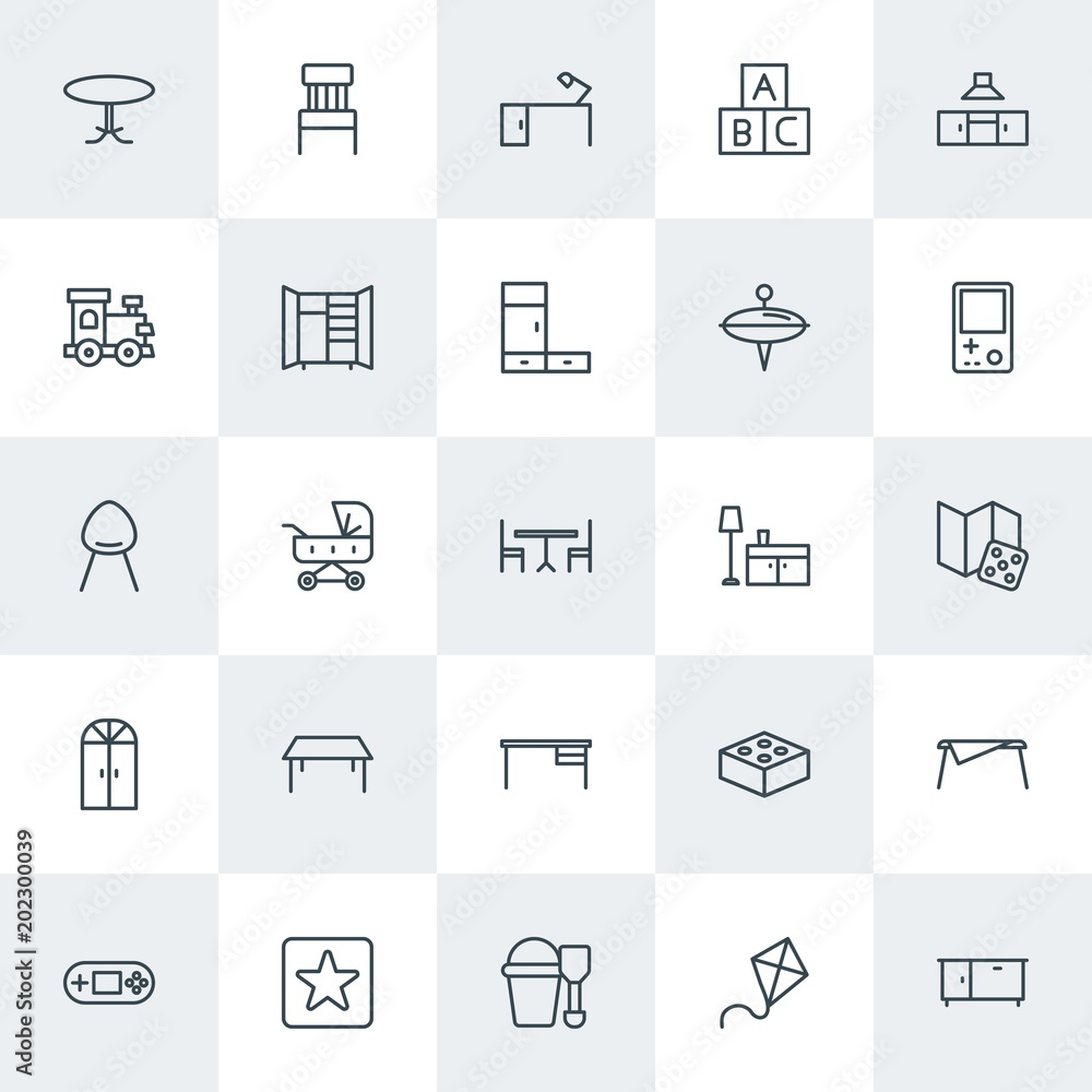 Modern Simple Set of furniture, kids and toys Vector outline Icons. Contains such Icons as alphabet, gaming, discussion, baby, fun and more on white background. Fully Editable. Pixel Perfect. Modern Simple Set of furniture, kids and toys Vector outline Icons. Contains such Icons as alphabet, gaming, discussion, baby, fun and more on white background. Fully Editable. Pixel Perfect.