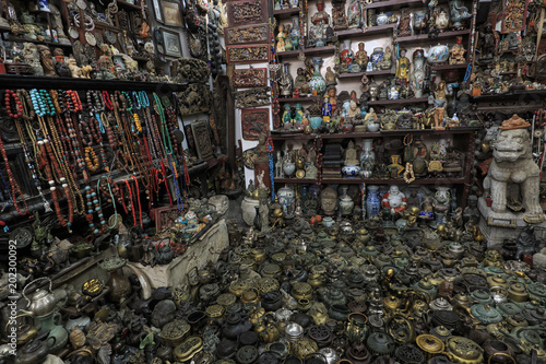 Dali, China - March 23, 2018: Chinese store filled with traditional souvenirs from all over China