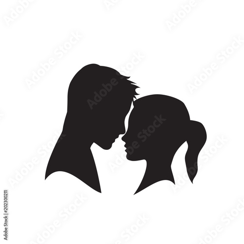 Vector logo lovers. Silhouette of man and woman