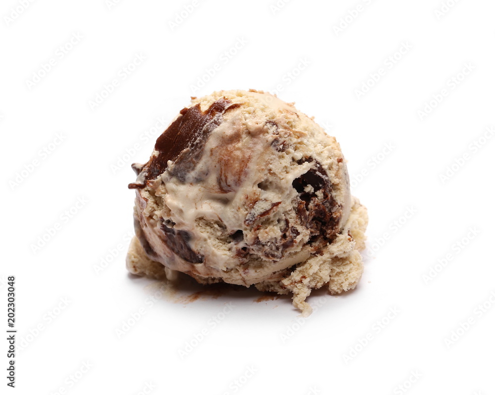 Caramel ice cream ball isolated on white background Caramel ice cream ball isolated on white background