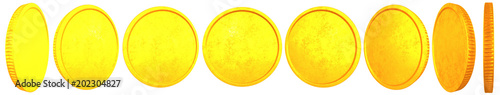 Set of gold coins isolated on a white background. 3d rendering.