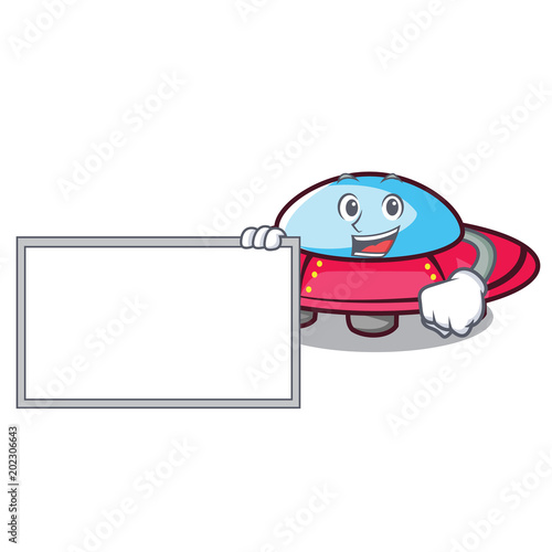 With board ufo character cartoon style