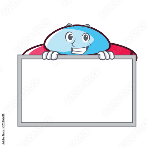 Grinning with board ufo character cartoon style