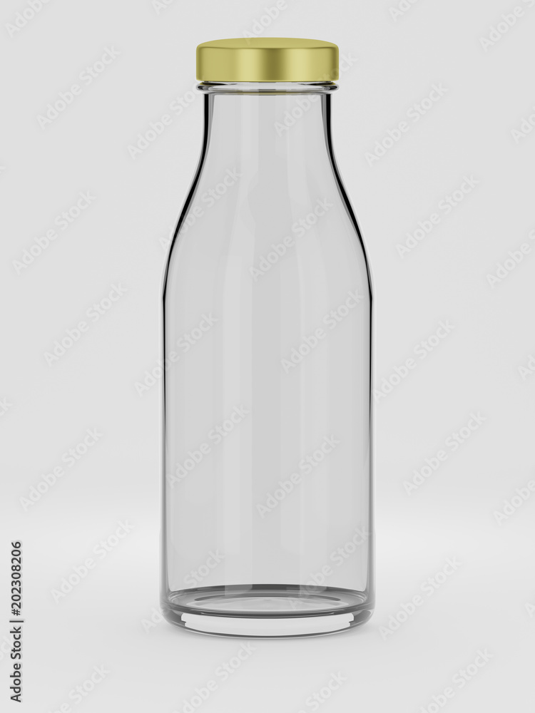 Empty bottle for juice or water with aluminium cap - 3d illustration Empty bottle for juice or water with aluminium cap - 3d illustration