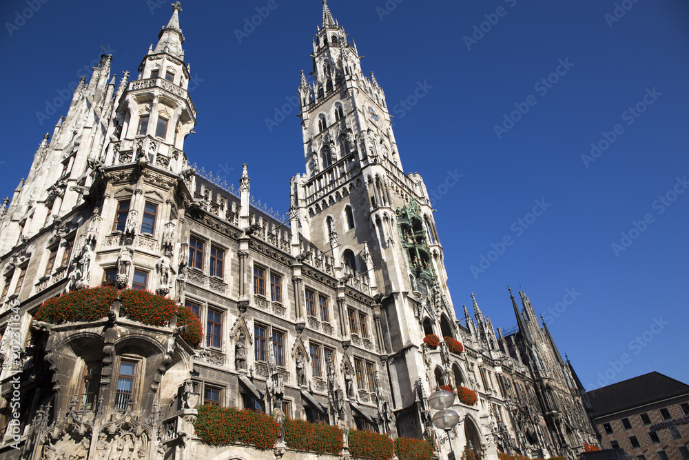 City hall at the Marienplatz in Munich, Germany on a beautiful day