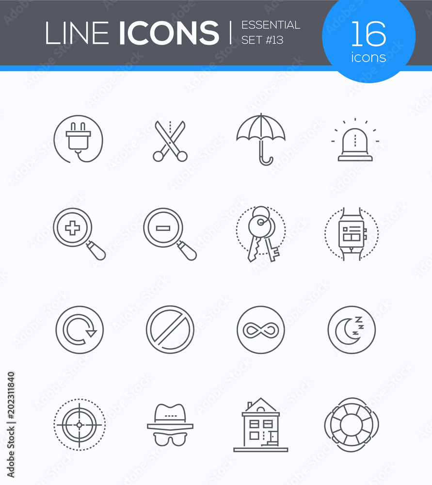 Security and data protection - modern line design style icons set Security and data protection - modern line design style icons set
