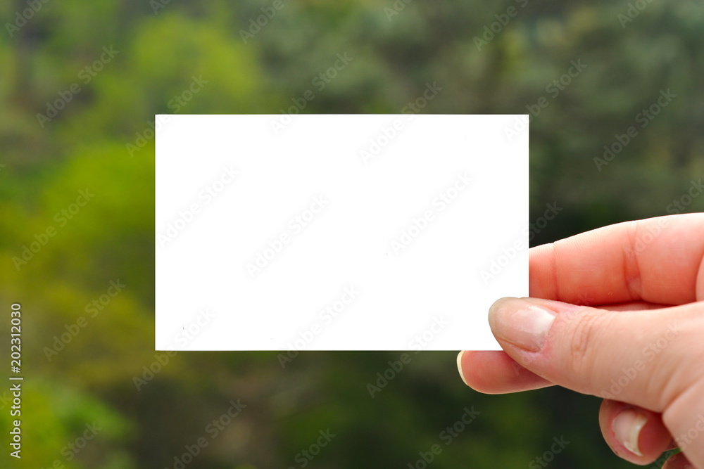 Hand of a woman holding a blank space for advertising, card or photograph Hand of a woman holding a blank space for advertising, card or photograph