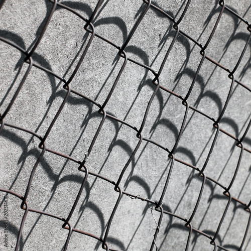 Metal fence. Grid