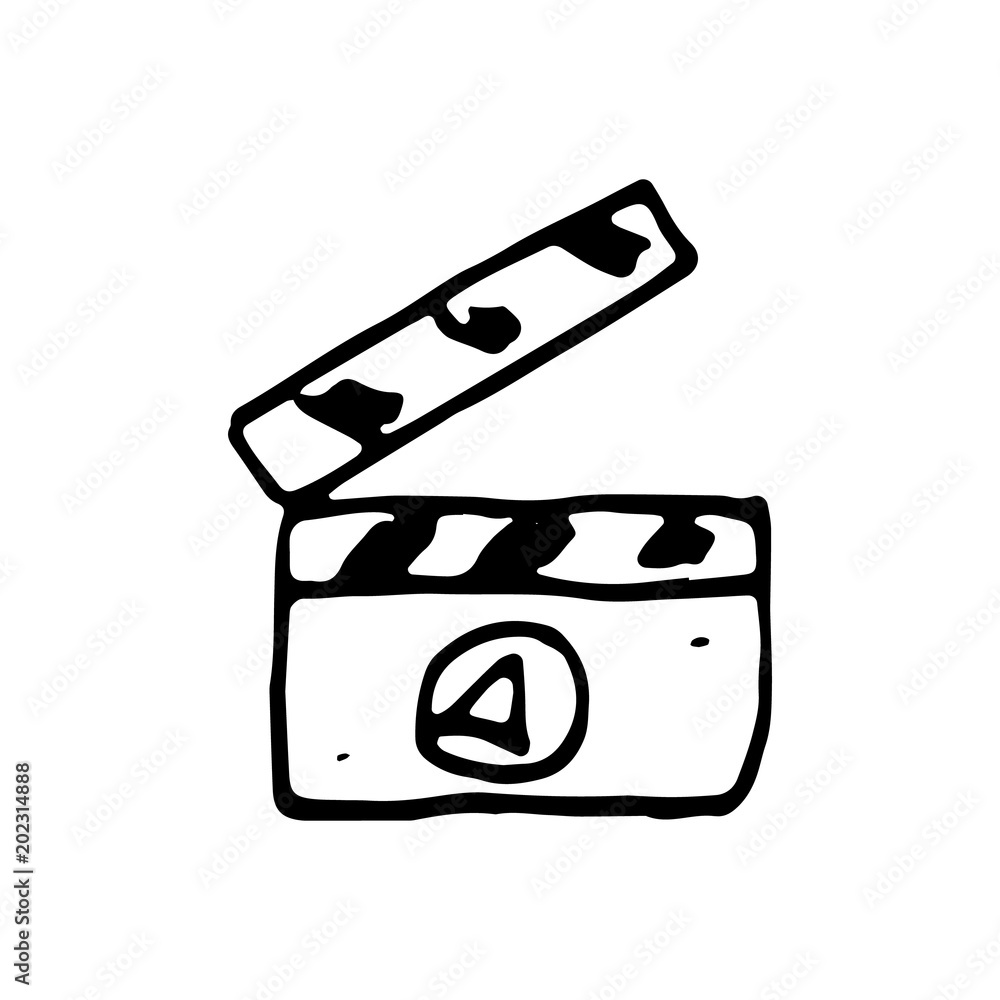 Handdrawn doodle video maker icon. Hand drawn black sketch. Sign symbol.  Decoration element. White background. Isolated. Flat design. Vector  illustration Stock Vector | Adobe Stock