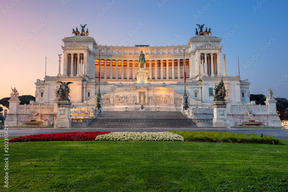 Rome. Cityscape image of the Monument of Victor Emmanuel II, Venezia Square, in Rome, Italy during sunrise.