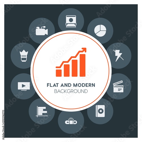 charts, video, photos, time Infographic Circle fill Icons Set. Contains such Icons as  business,  website,  elements,  background,  pattern,  banner,  slider and more. Fully Editable. Pixel Perfect