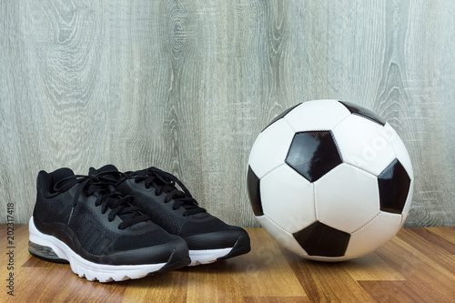 soccer ball and sneakers
