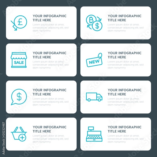 Flat money, shopping infographic timeline template for presentations, advertising, annual reports