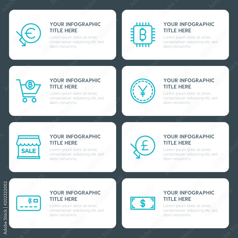Fototapeta premium Flat money, shopping infographic timeline template for presentations, advertising, annual reports