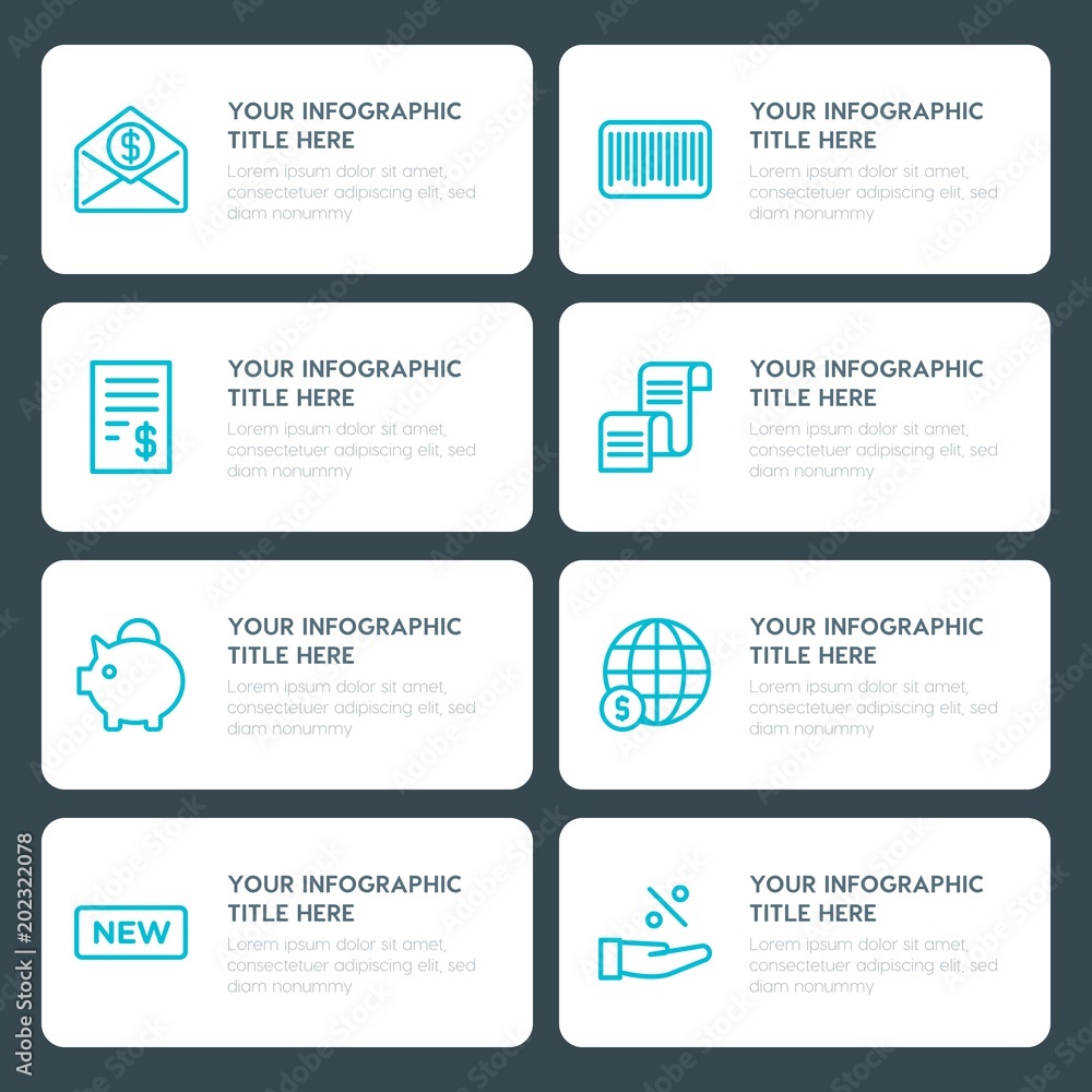 Fototapeta premium Flat money, shopping infographic timeline template for presentations, advertising, annual reports