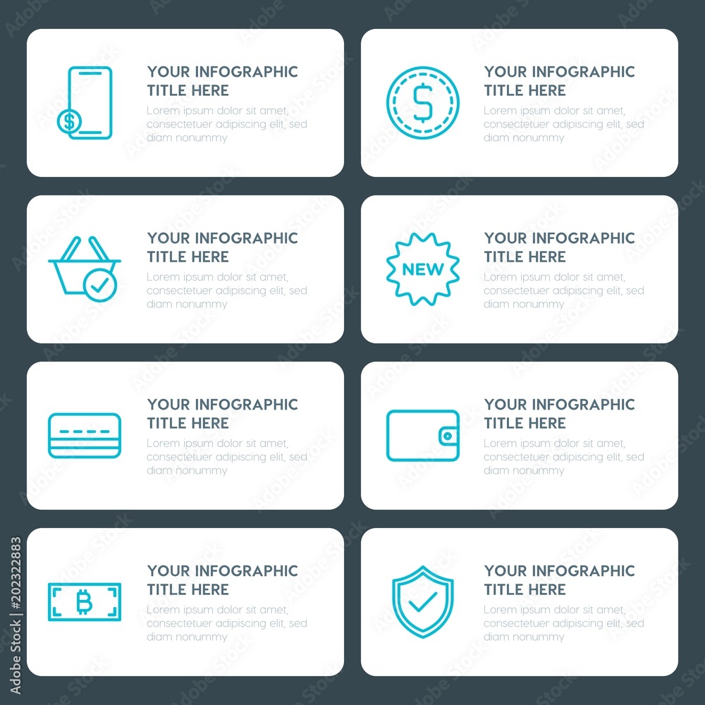 Fototapeta premium Flat money, shopping infographic timeline template for presentations, advertising, annual reports