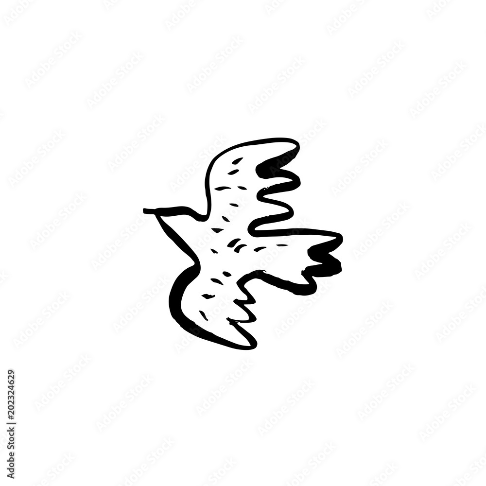 Hand sketched bird. Black cut silhouette on a white background. Hand drawn design elements. Vector illustration. Hand sketched bird. Black cut silhouette on a white background. Hand drawn design elements. Vector illustration.