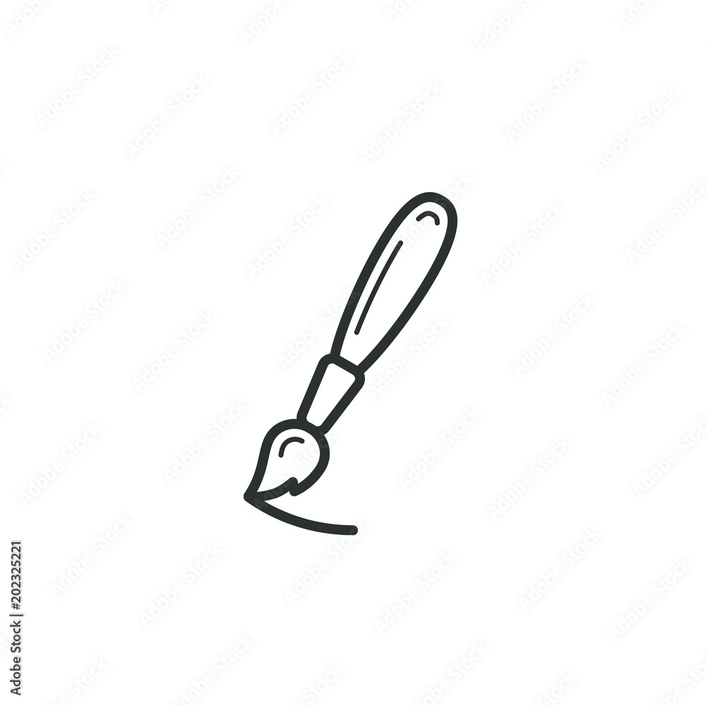 Black and white flat linear simple brush icon Black and white flat linear simple brush icon