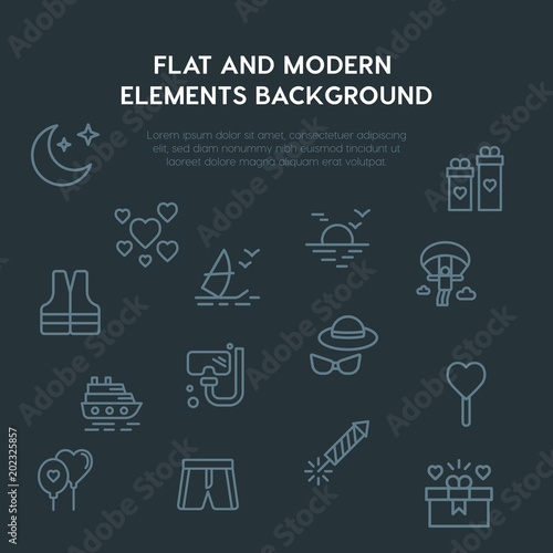 travel  valentine outline vector icons and elements background concept on dark background.Multipurpose use on websites  presentations  brochures and more