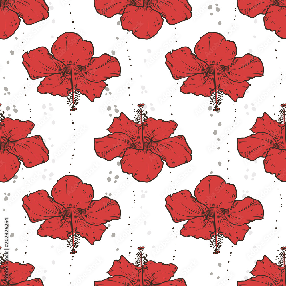 Εκτύπωση καμβά Vector color bouquet of hibiscus flowers