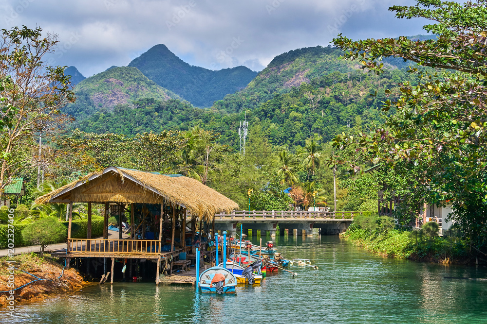 Fishing village on the island in Southeast Asia, Koh Chang, Thailand