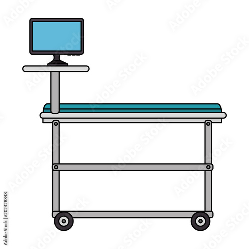 stretcher with monitor medical vector illustration design