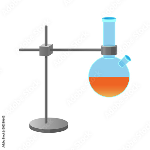 Metal Retort Stand Holding Lab Flask Illustration