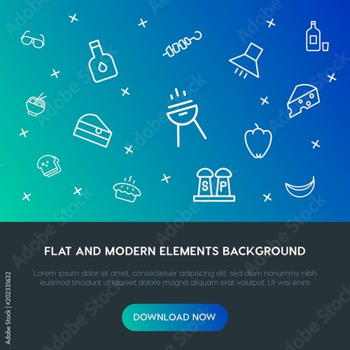 food, clothes, drinks outline vector icons and elements background concept on gradient background.Multipurpose use on websites, presentations, brochures and more