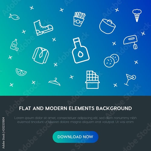 food, clothes, drinks outline vector icons and elements background concept on gradient background.Multipurpose use on websites, presentations, brochures and more