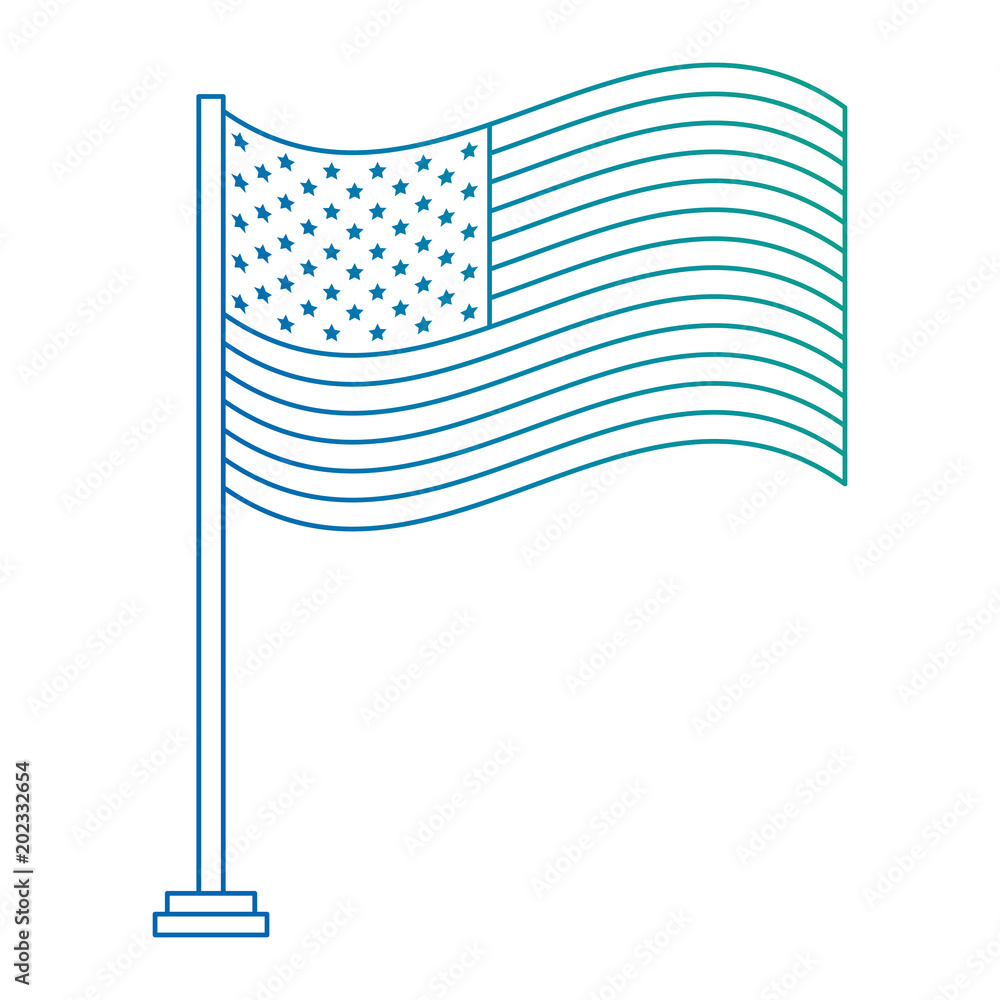 united states of america flag in pole with waves vector illustration design united states of america flag in pole with waves vector illustration design
