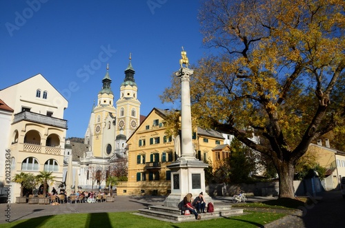 Bishop's Square with Cathedral of Santa Maria Assunta and San Cassiano in Bressanone. Brixen / Bressanone is a town in South Tirol in northern Italy. South Tyrol, Bolzano. Italy.