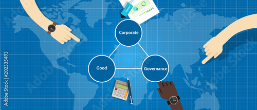 Good Corporate Governance concept. accountable organization transparent management symbol with hands.