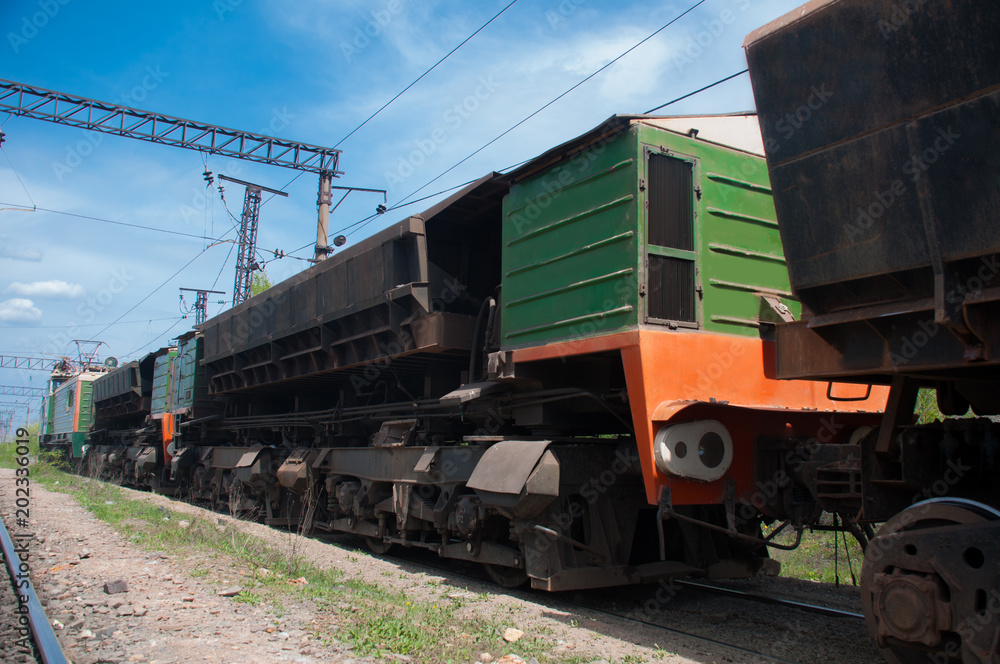 Electric truck transports ore in a quarry Electric truck transports ore in a quarry