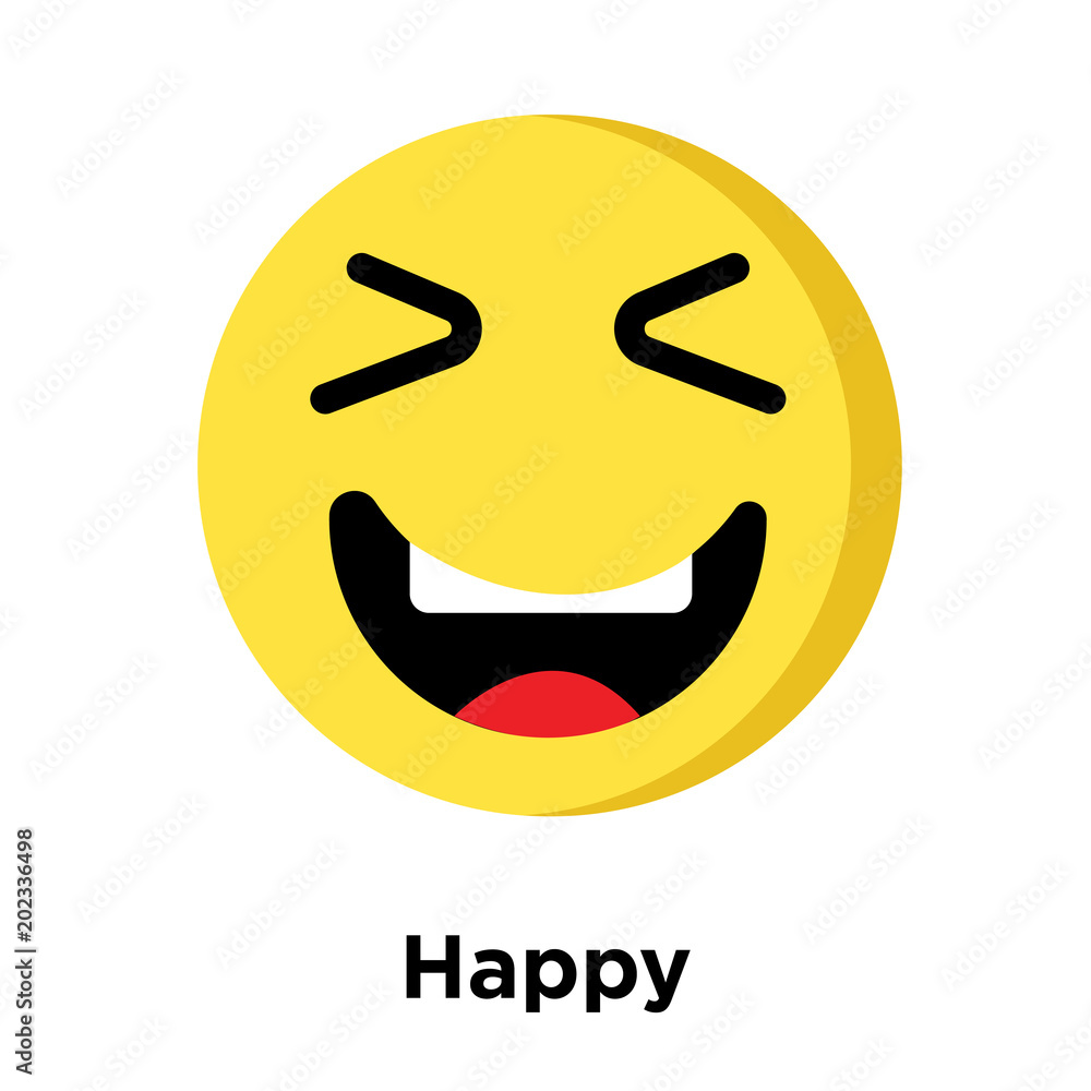 Happy icon isolated on white background Happy icon isolated on white background