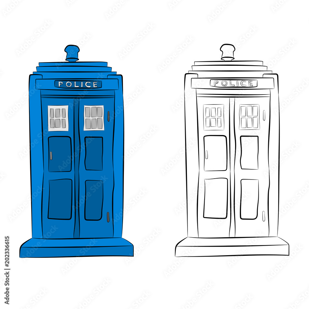 Ταπετσαρία police box contour drawing in pencil