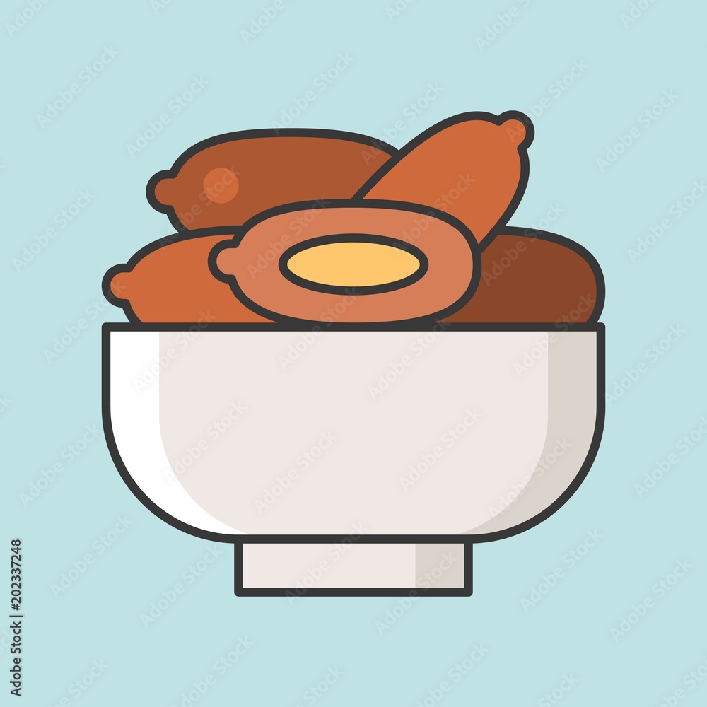 Dates fruit in bowl, filled outline ramadan icon set Dates fruit in bowl, filled outline ramadan icon set