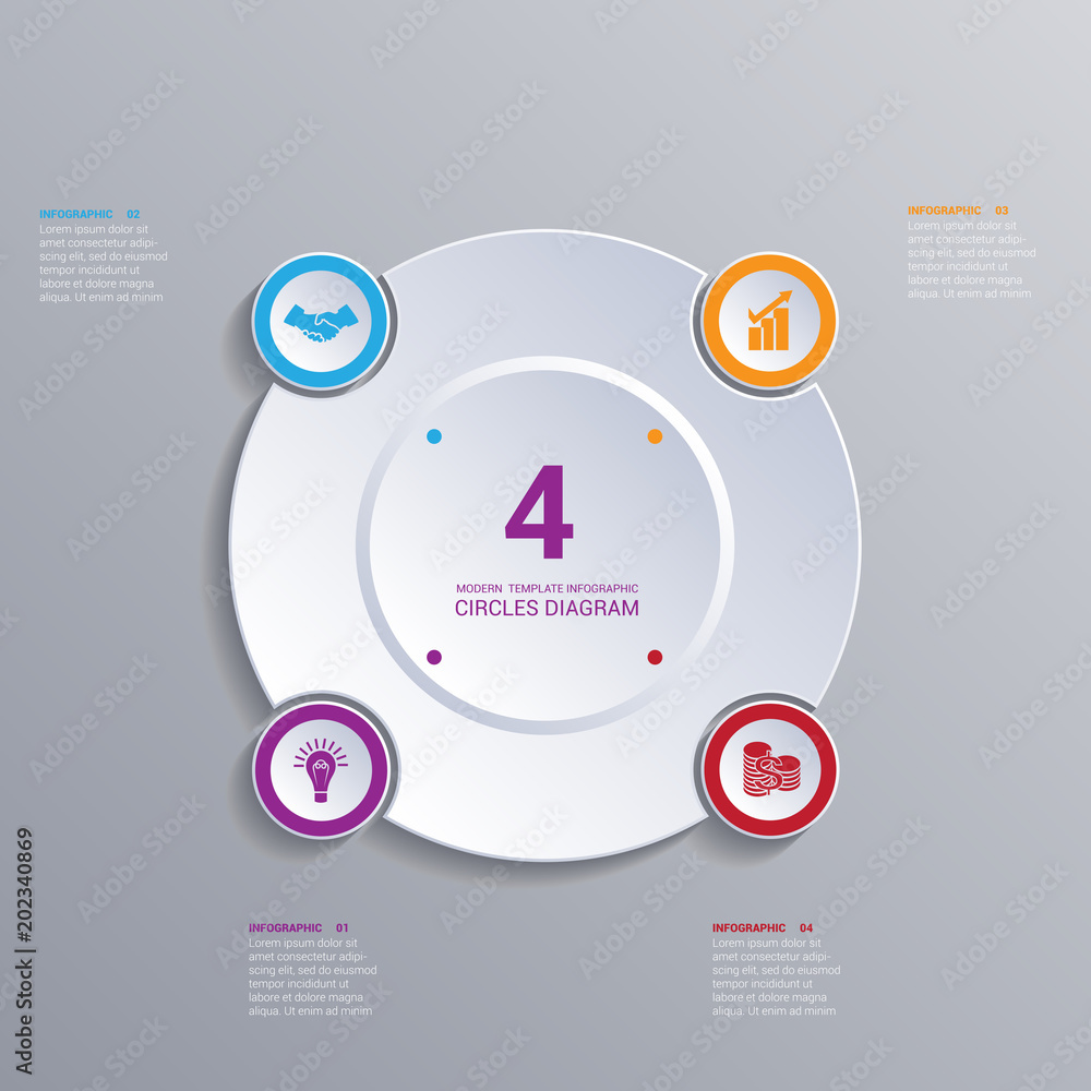 Template modern Infographic for 4 options, business presentation or training Template modern Infographic for 4 options, business presentation or training