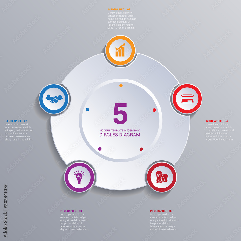 Template modern Infographic for 5 options, business presentation or training Template modern Infographic for 5 options, business presentation or training
