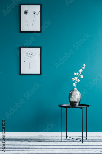 Table with flower vase