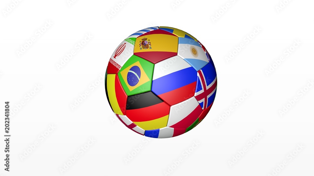 Soccer ball with flags on white Background Soccer ball with flags on white Background