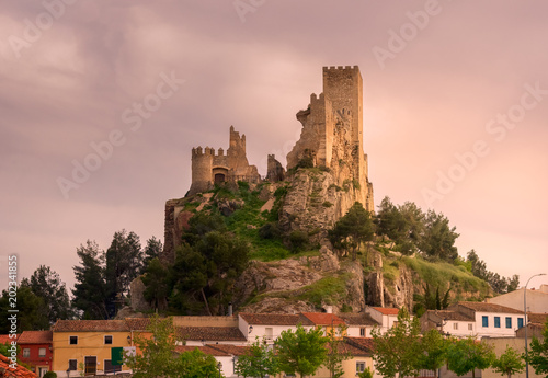 Hermoso Castillo medieval de Almansa, Albacete, España, al atardecer photo