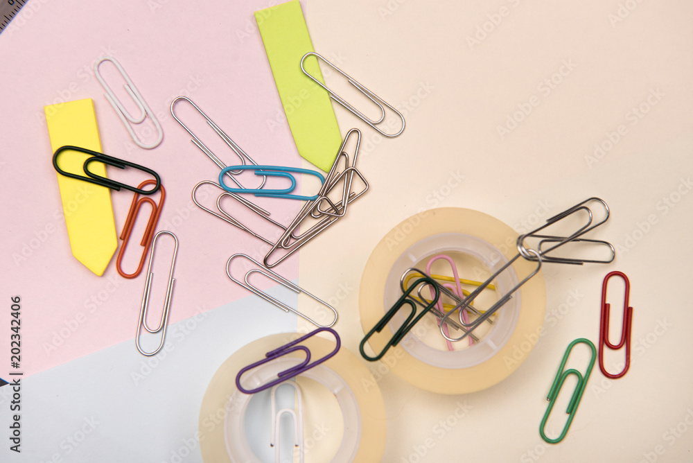 Fototapeta premium school supplies, colorful backgrounds