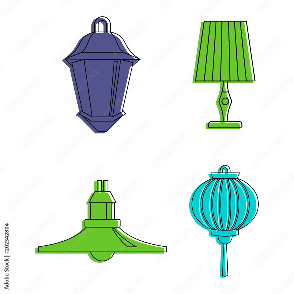 Room lamp icon set. Color outline set of room lamp vector icons for web design isolated on white background Room lamp icon set. Color outline set of room lamp vector icons for web design isolated on white background